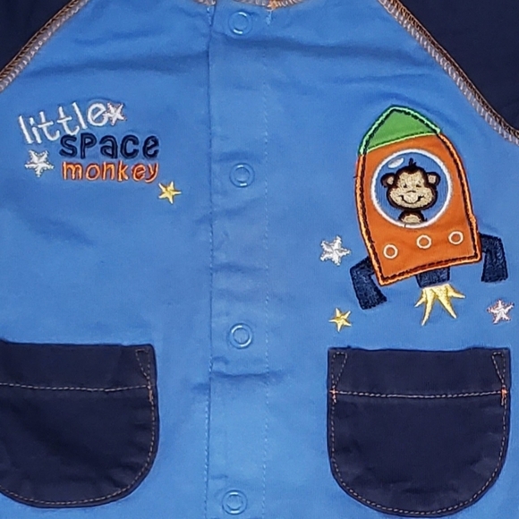 Carter's Romper Jumpsuit Short-sleeve Blue Space Theme Baby Boys 0-3 Months - Picture 3 of 4